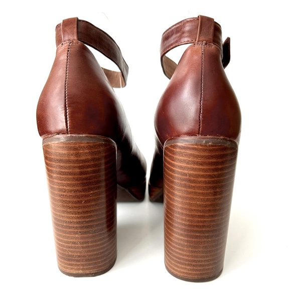 Jeffrey Campbell Rothes Cap Toe Platform Anke Strap Heels Brown Black Leather 10 - Picture 10 of 12